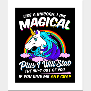 Unicorn Magical Funny Quotes Adult Humor Posters and Art